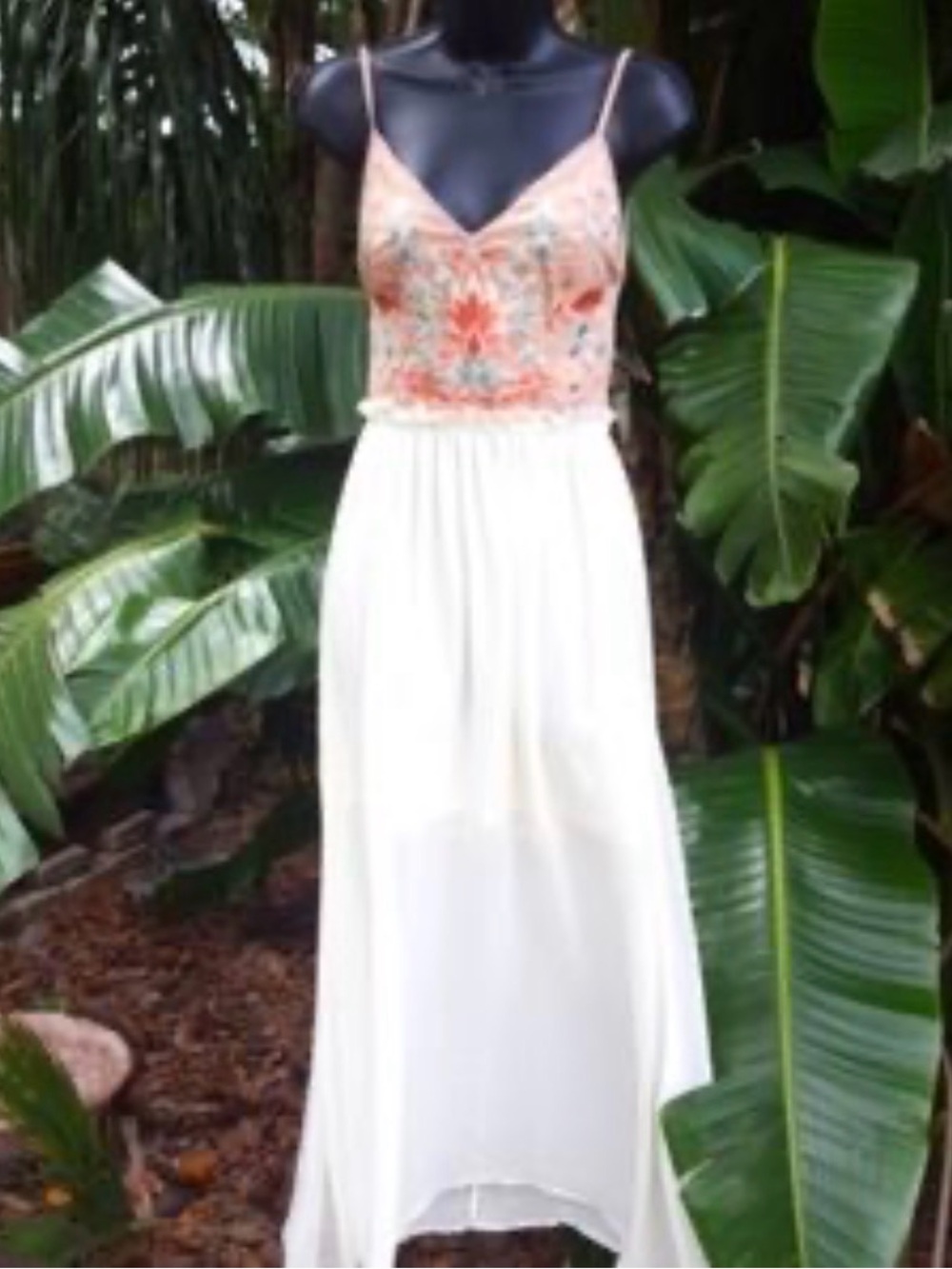Say What? White Top with Coral Embroidery